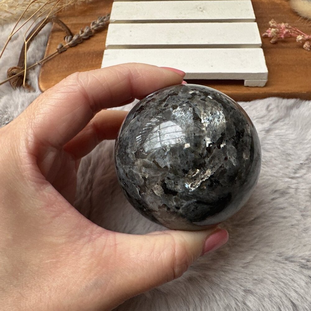 Beautiful Larvikite Sphere - Picture 4 of 10